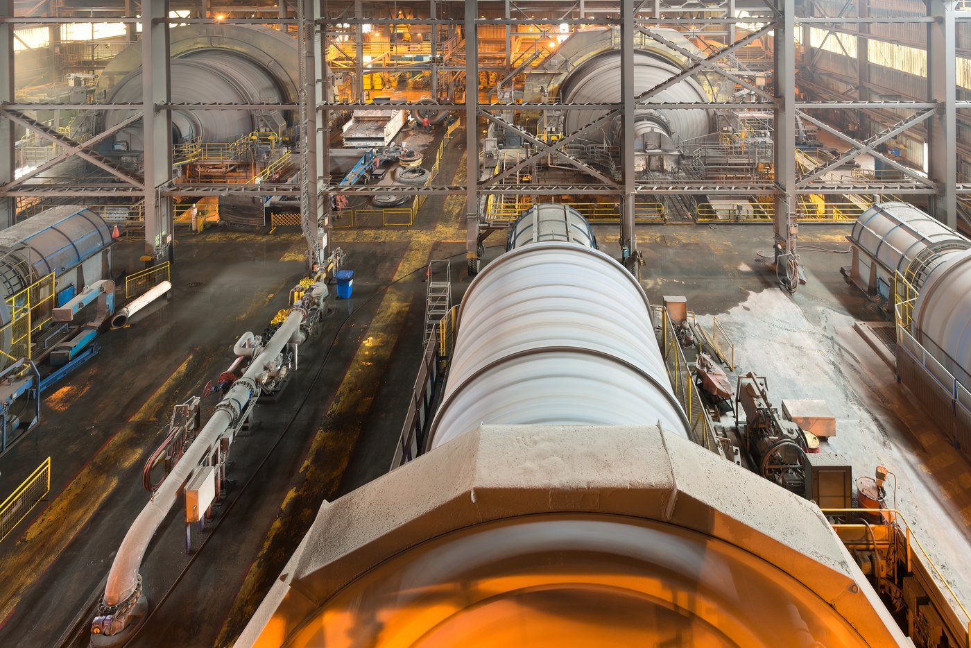 Ball mills in the grinding circuit of a copper concentrator in northern Chile