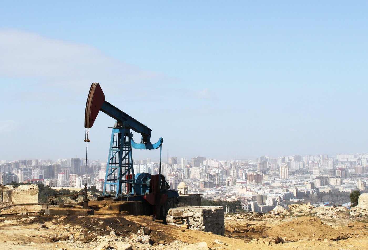 A pumpjack at an onshore oil well