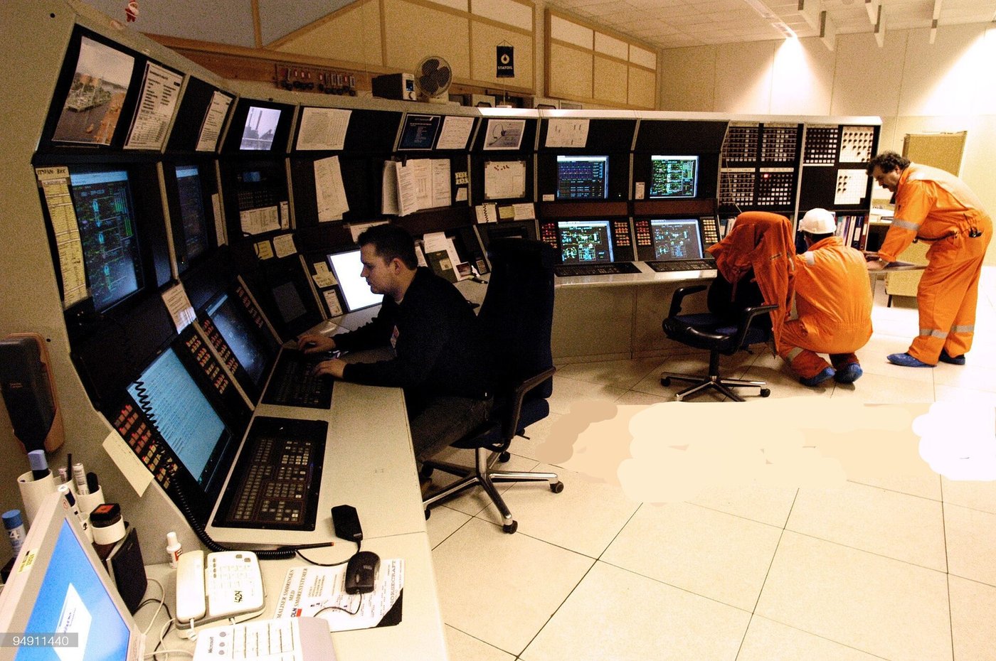 Instrument panels in a refinery control room