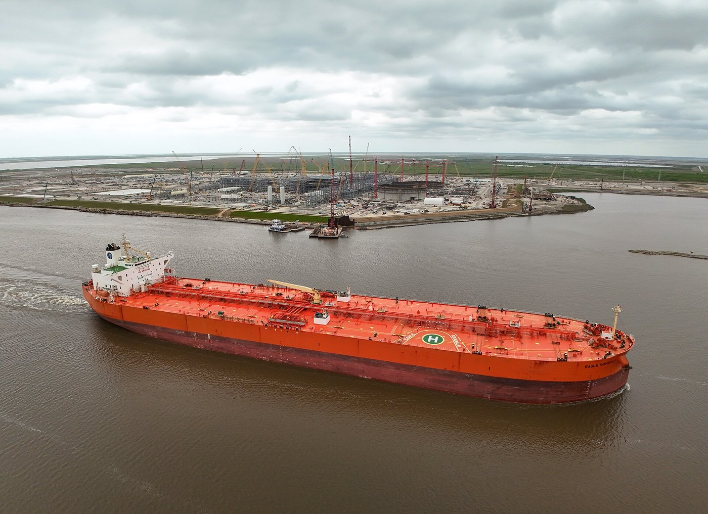 A laden crude oil tanker under way at sea