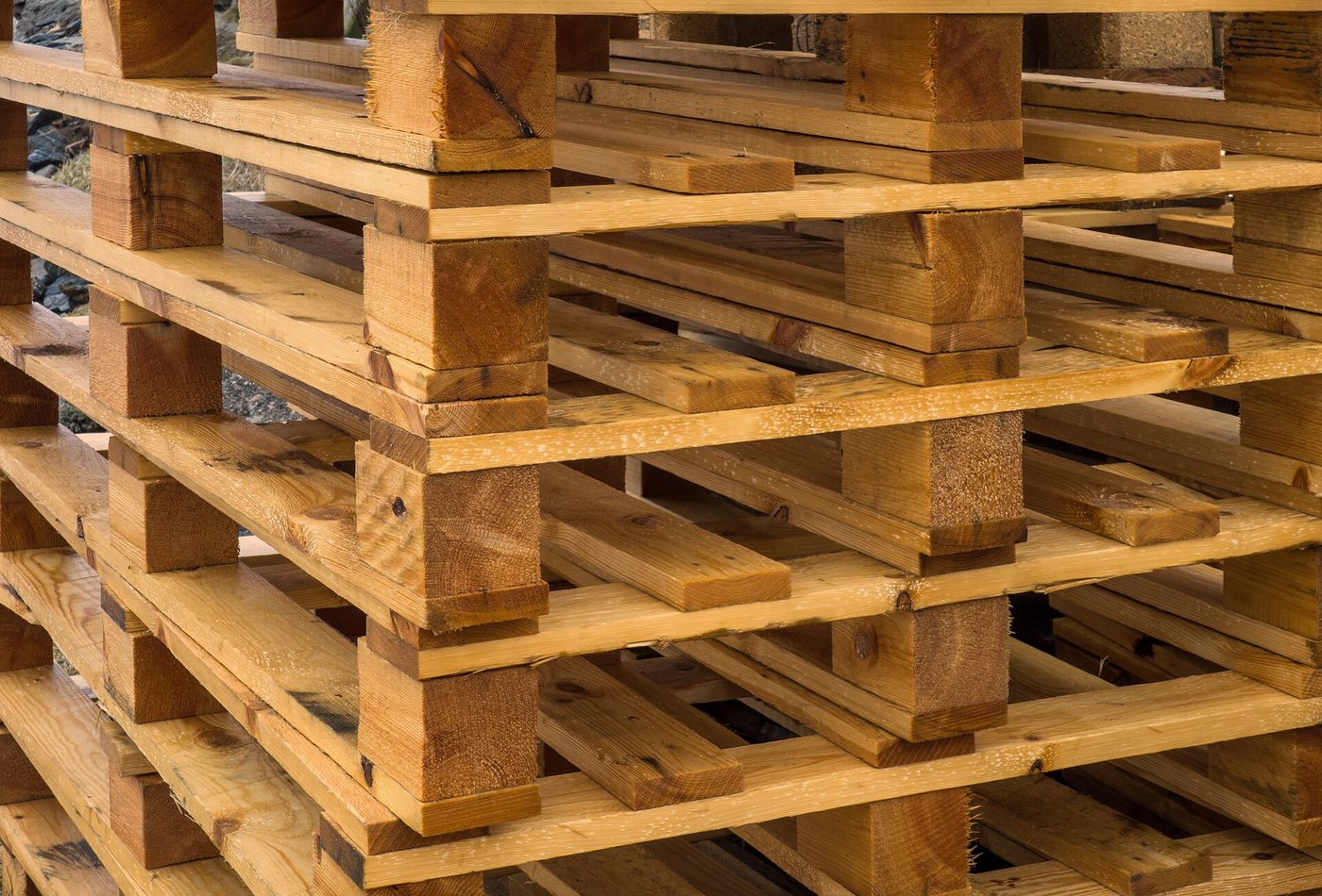 Stacks of wooden pallets