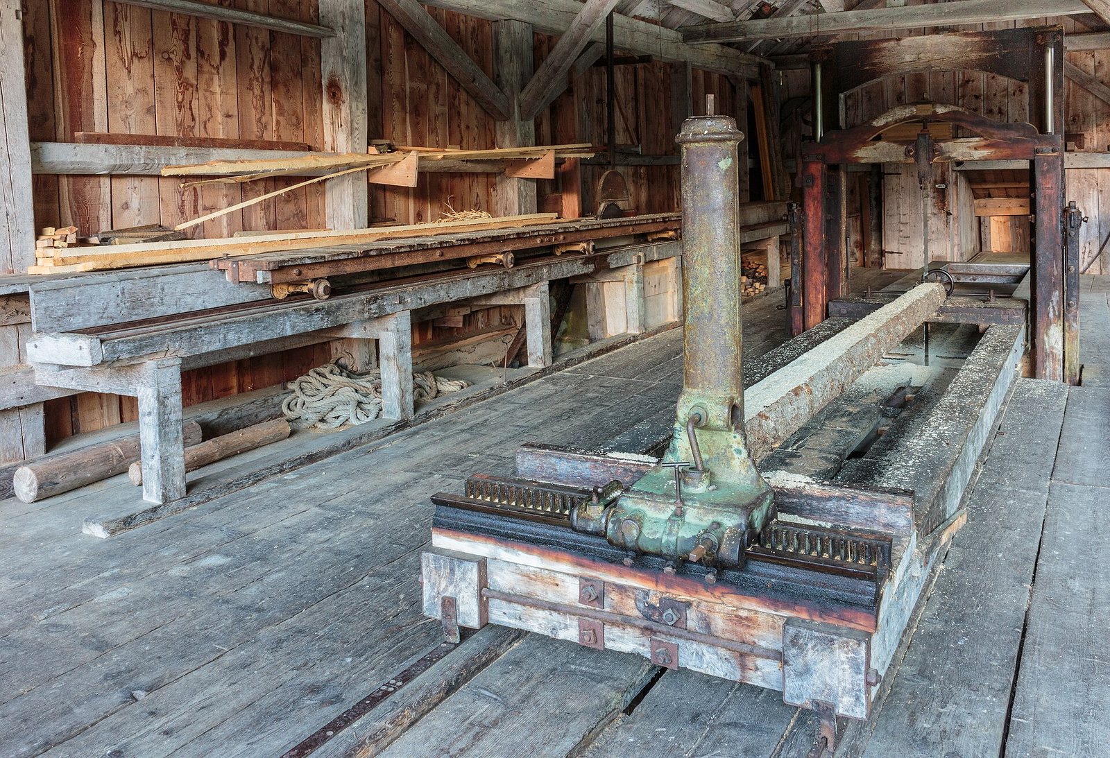 A sawmill with stacked sawn timber